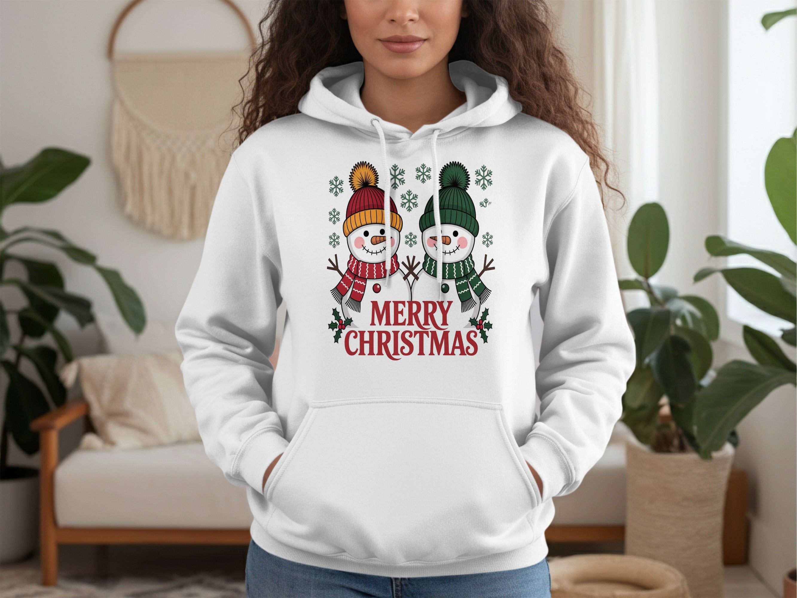 Adorable Merry Christmas Snowman Design Hoodie