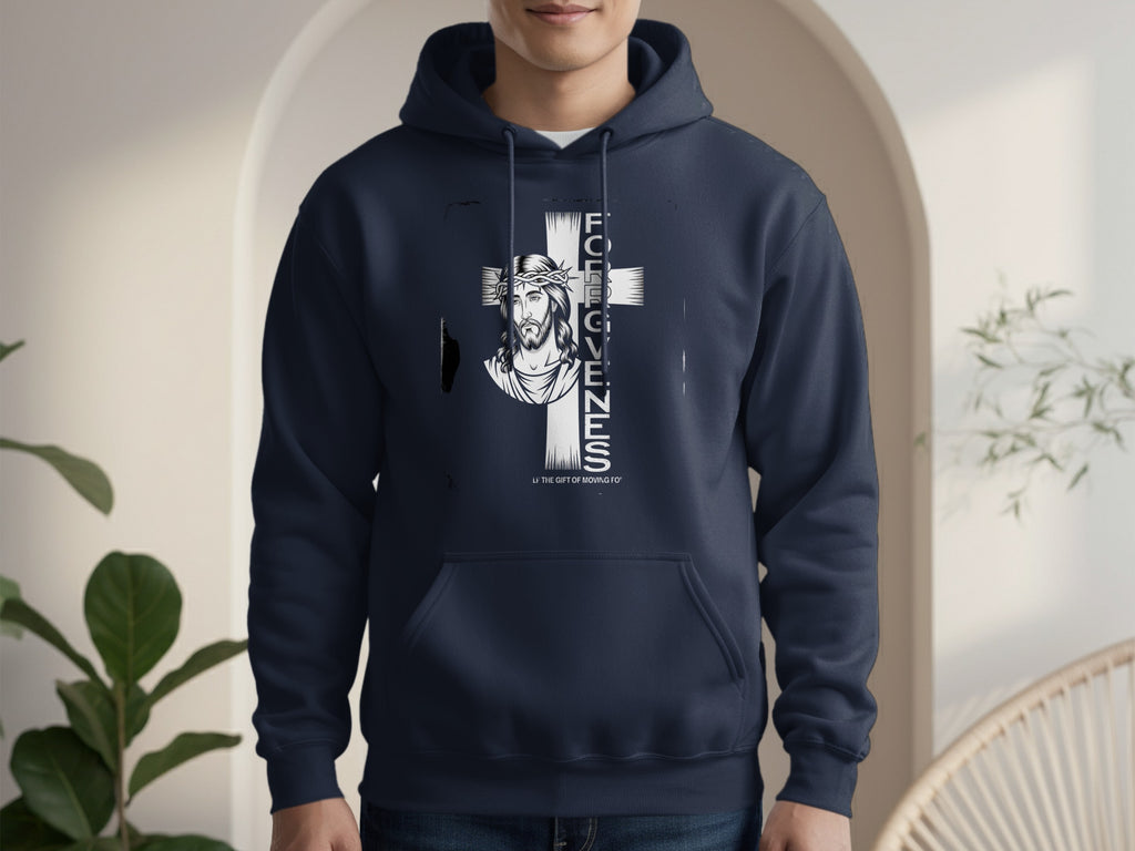 Forgiveness Hoodie with Cross and Jesus Graphic Design