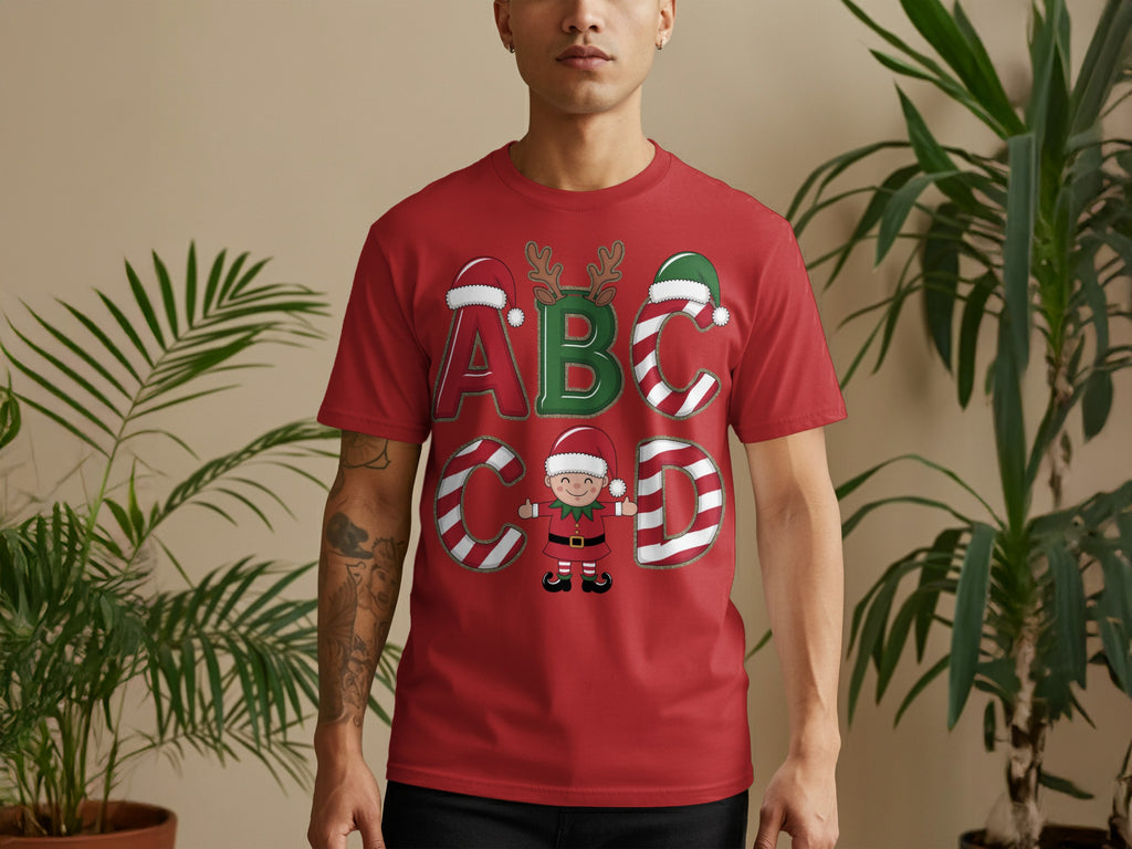 ABC Christmas Elf Red Holiday T-Shirt