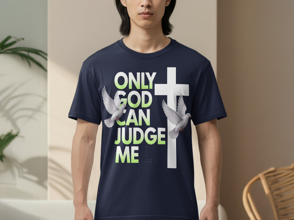Only God Can Judge Me T-Shirt with Dove and Cross Design