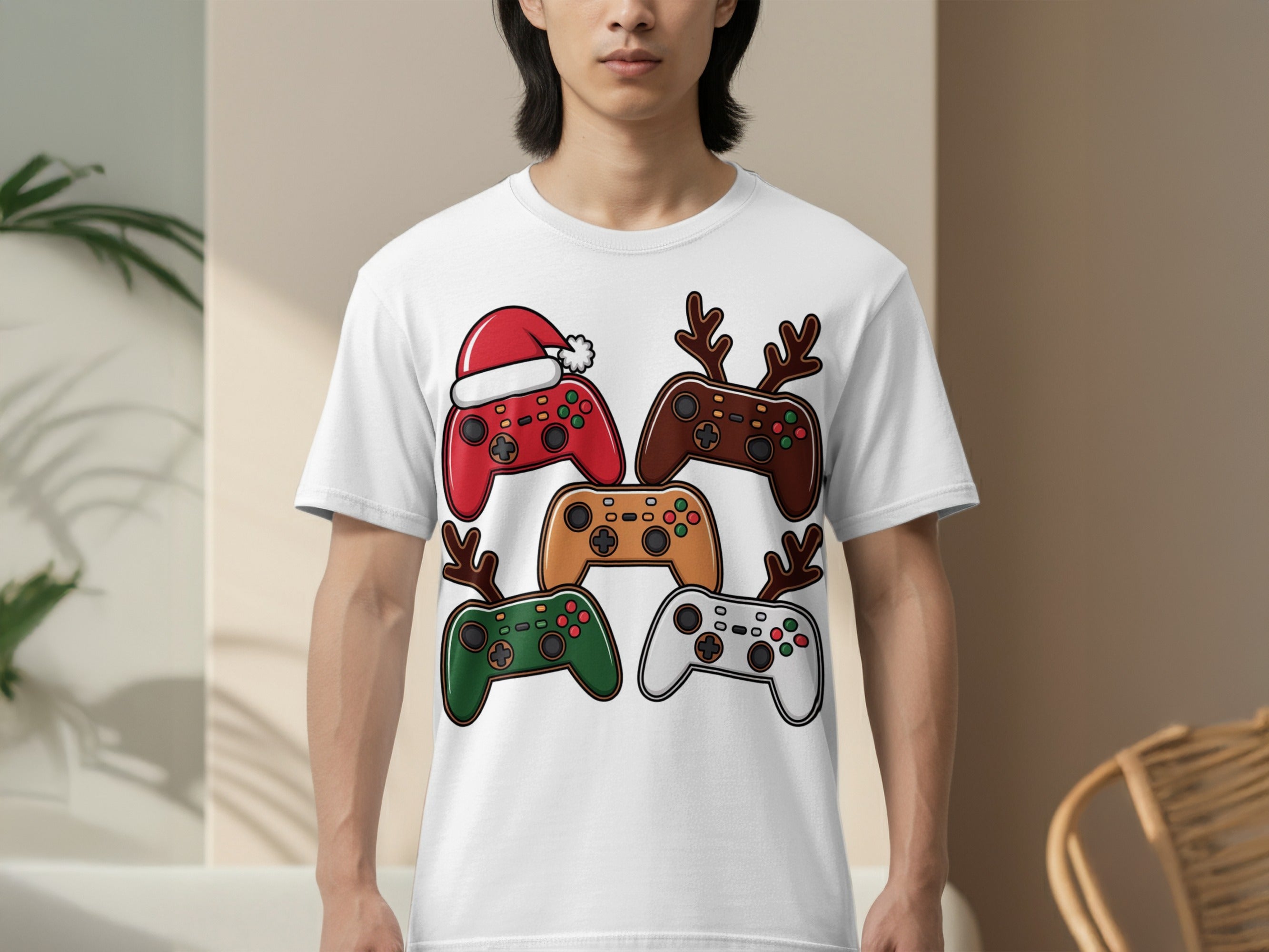 Festive Controllers Graphic Tee for Gamers