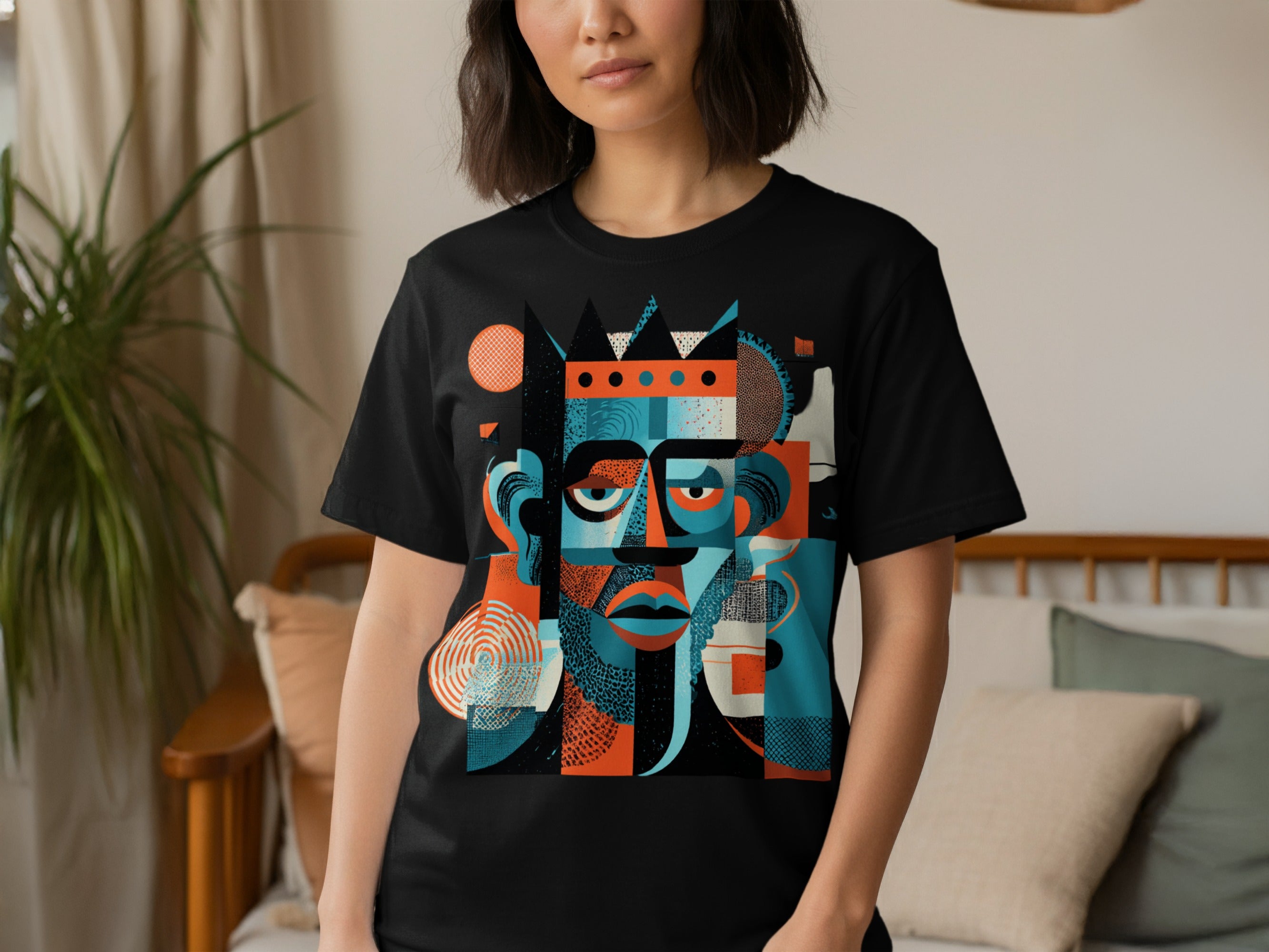Abstract Geometric Face Design Graphic T-shirt
