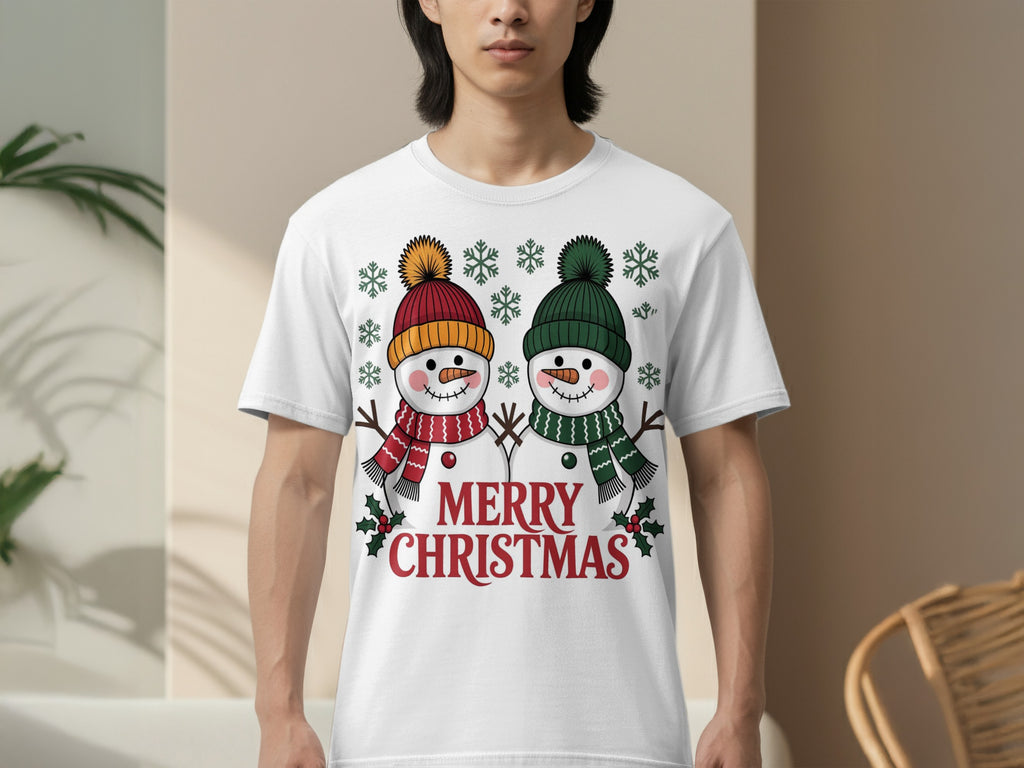 Merry Christmas Snowmen Graphic Tee