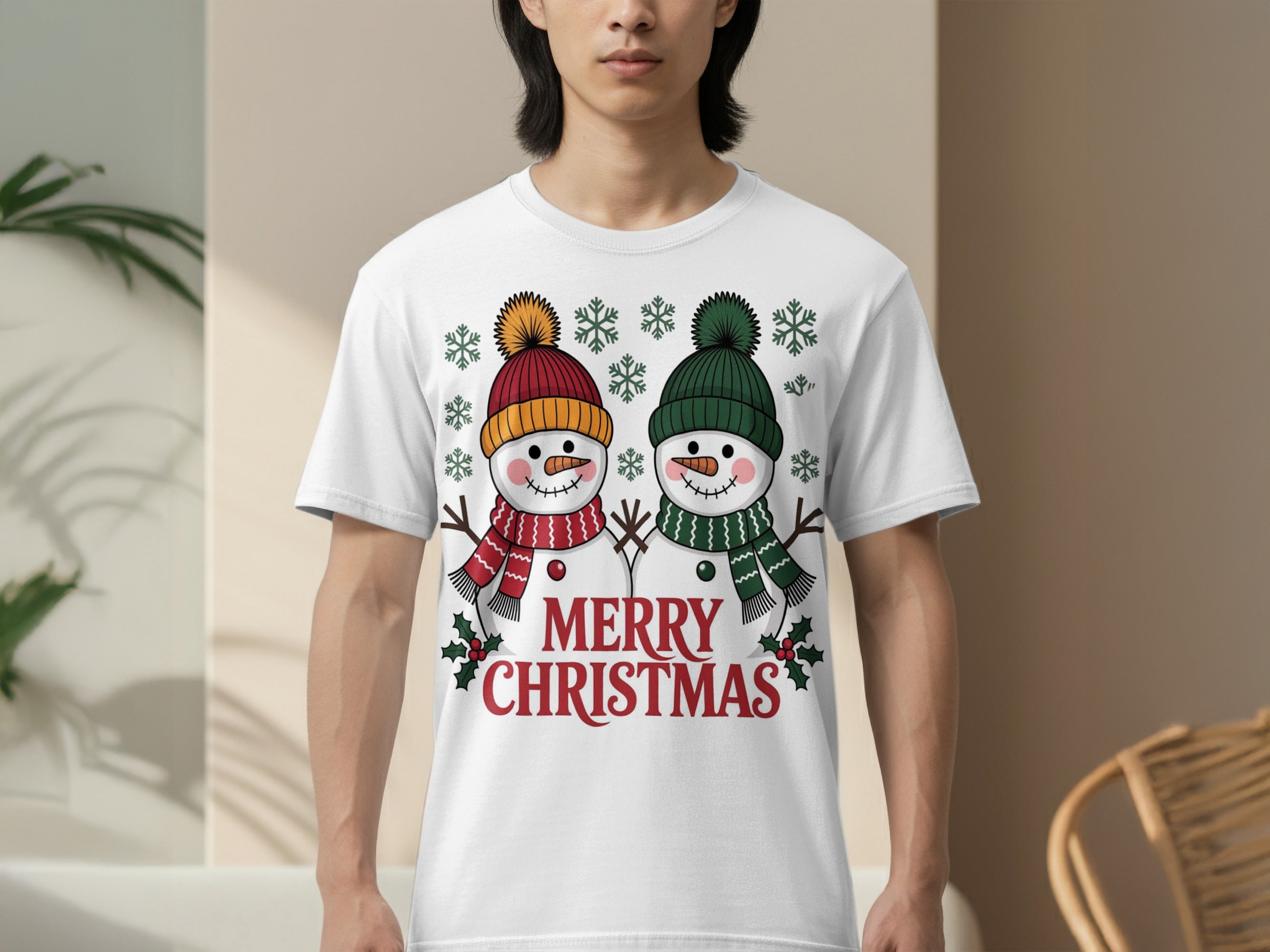 Merry Christmas Snowmen Graphic Tee