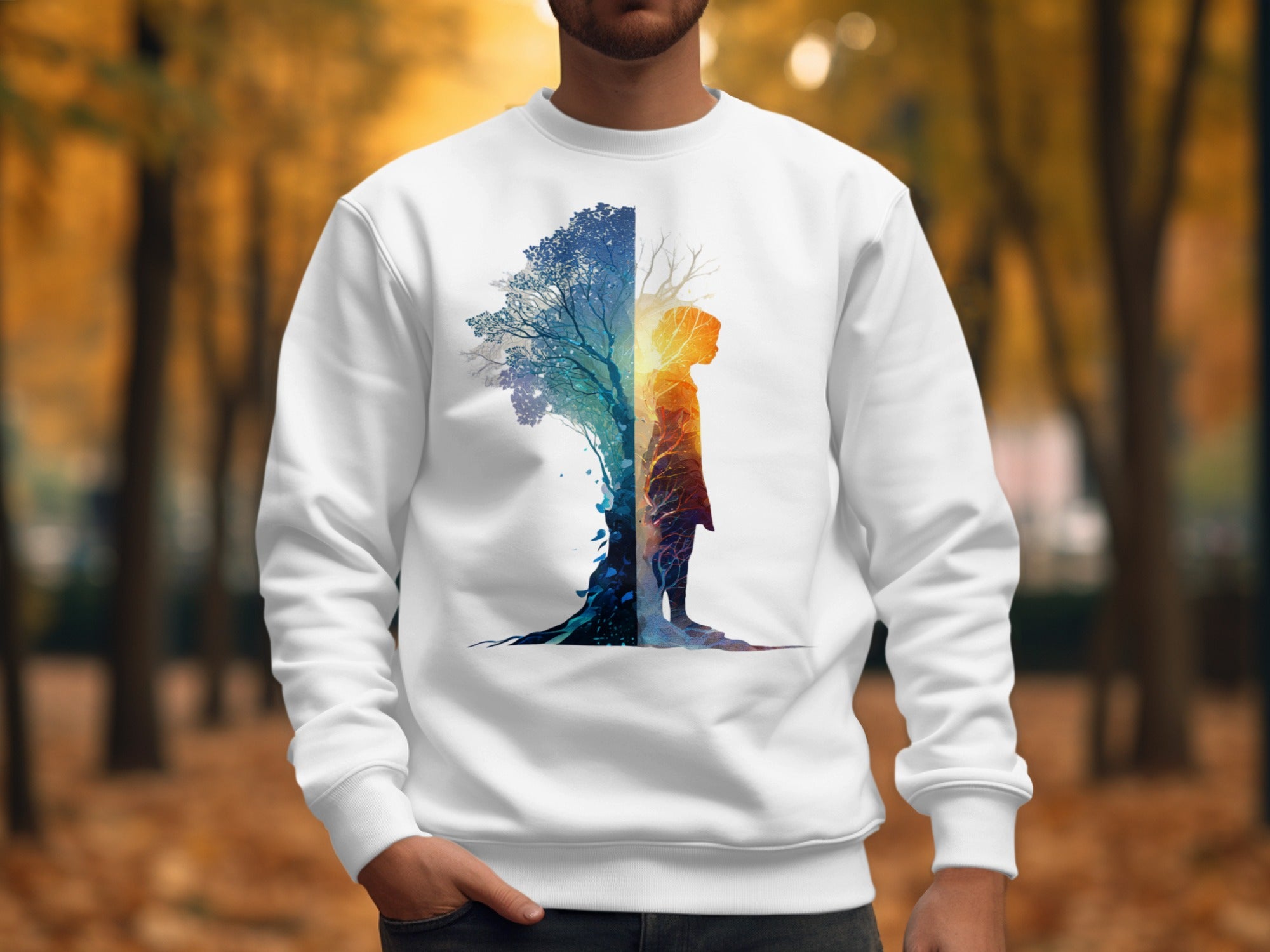 Abstract Colorful Tree and Silhouette Unisex Sweatshirt