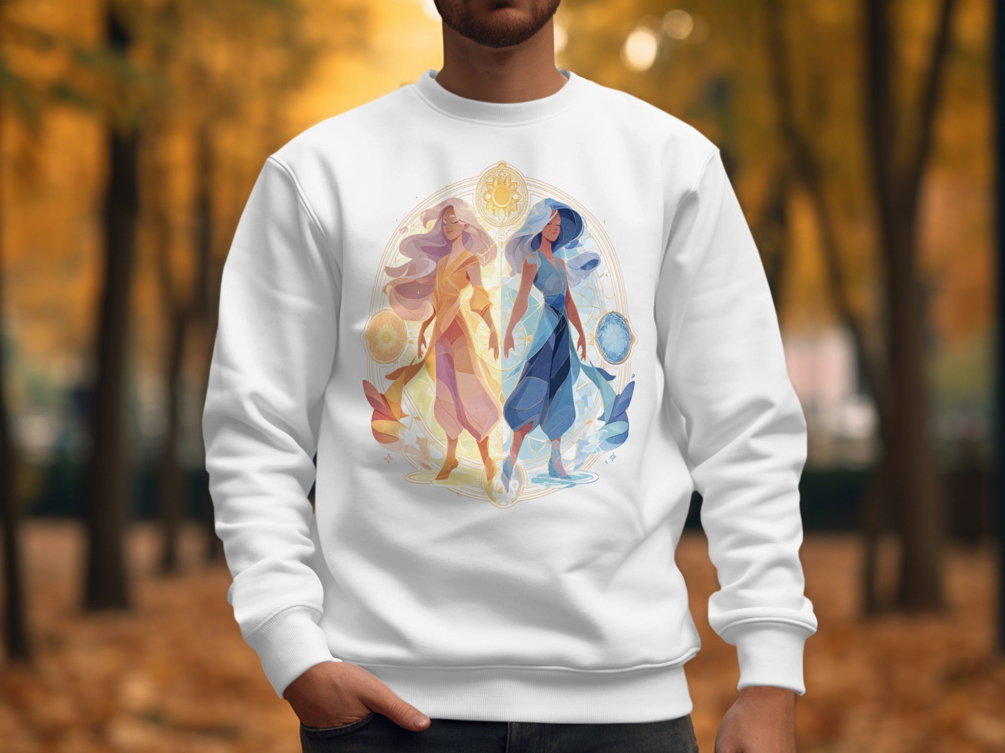 Mystical Dual Figures Autumn Forest Sweatshirt