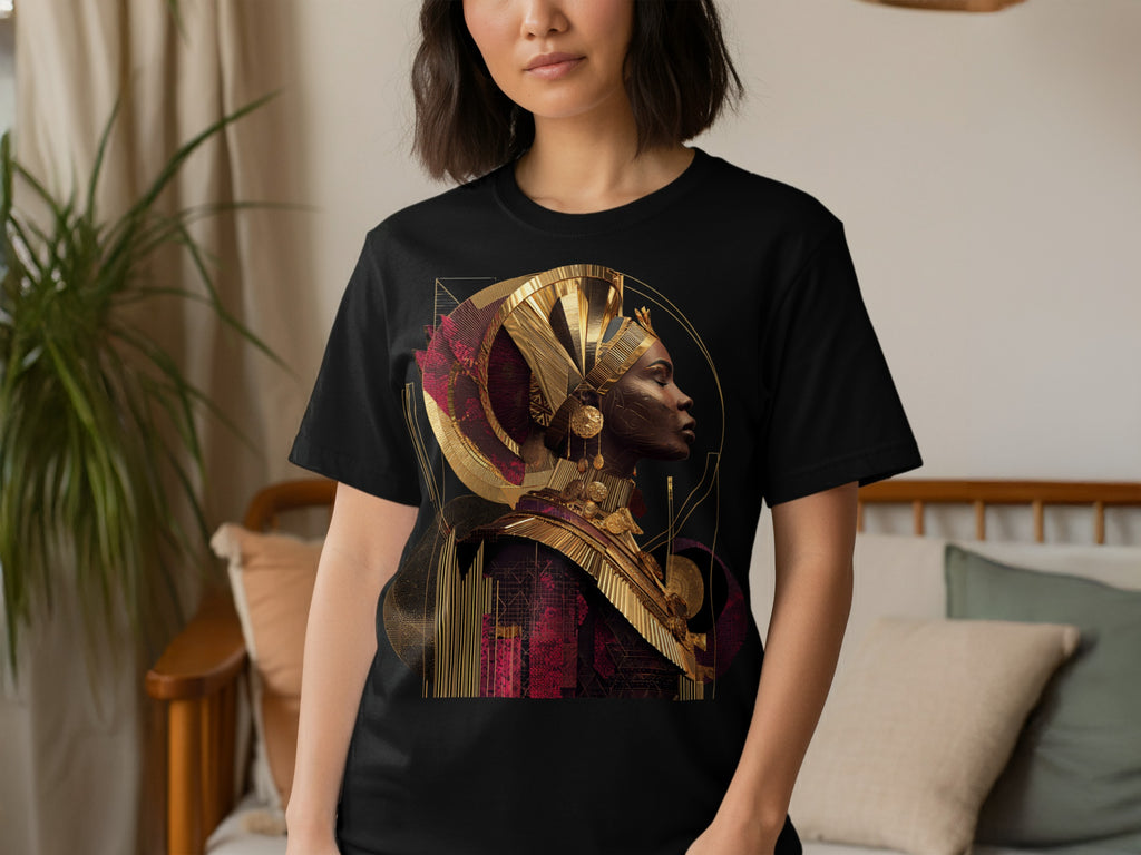 Stylish Geometric Art Design on Black T-shirt