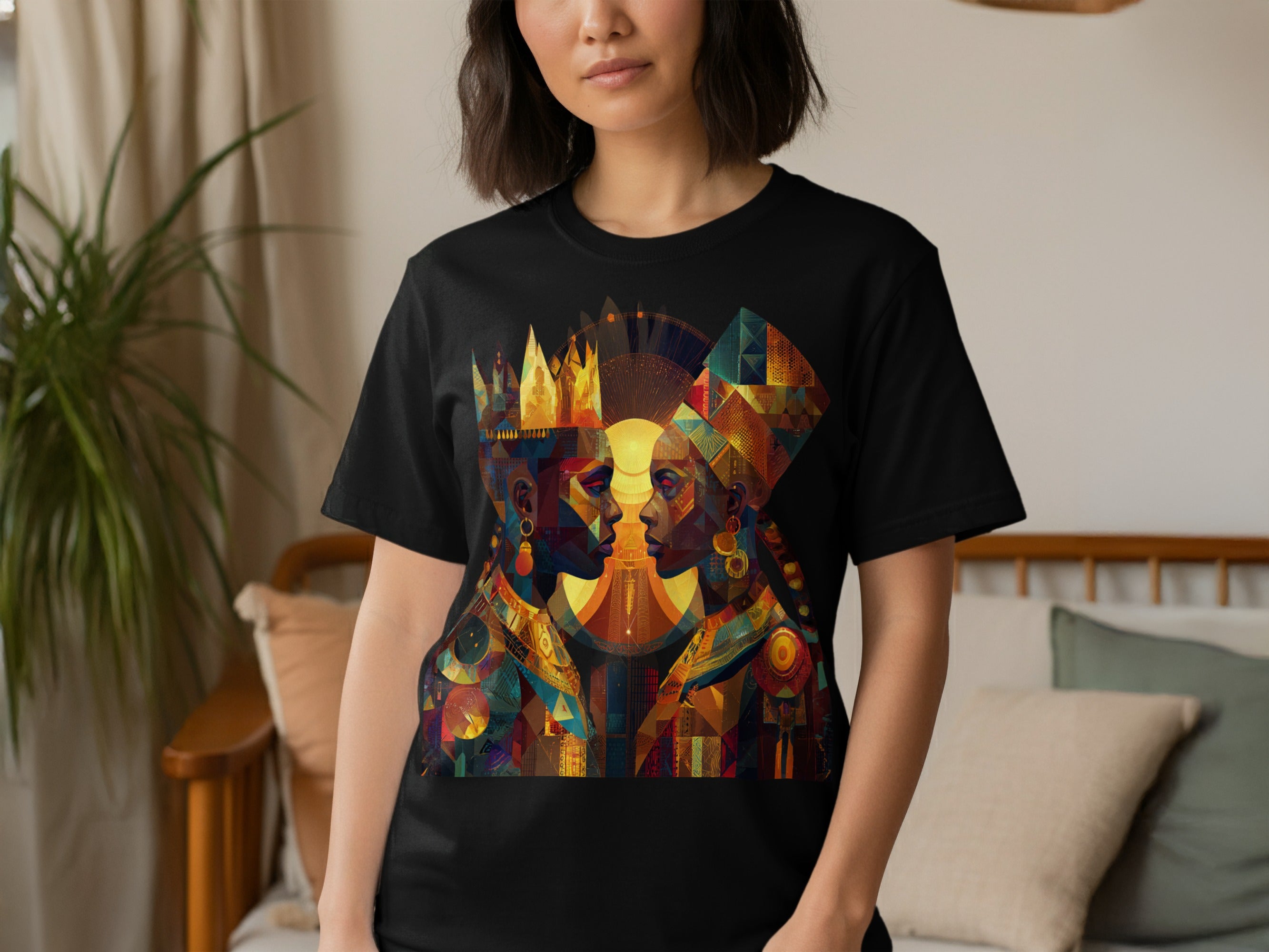 Vibrant Art Tee Depicting Modern Royalty Illustration