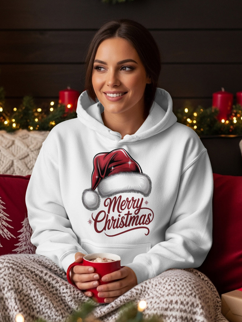 Cozy Festive Hoodie with Merry Christmas Graphic