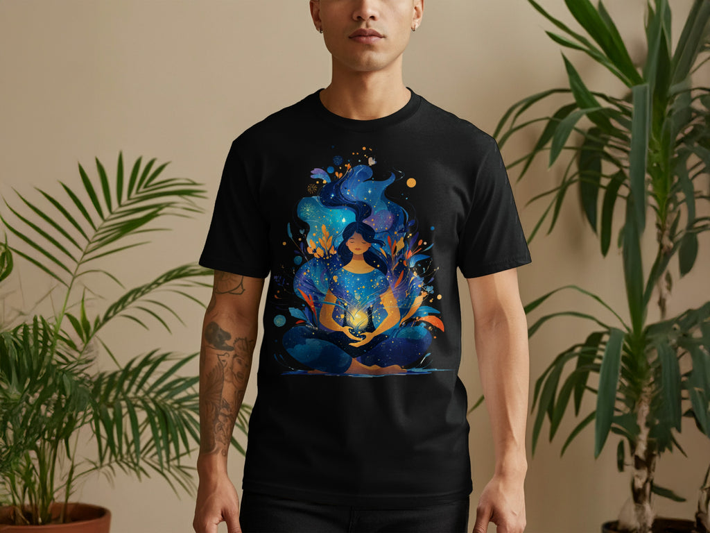 Mystical Meditative Woman with Glowing Orb T-shirt