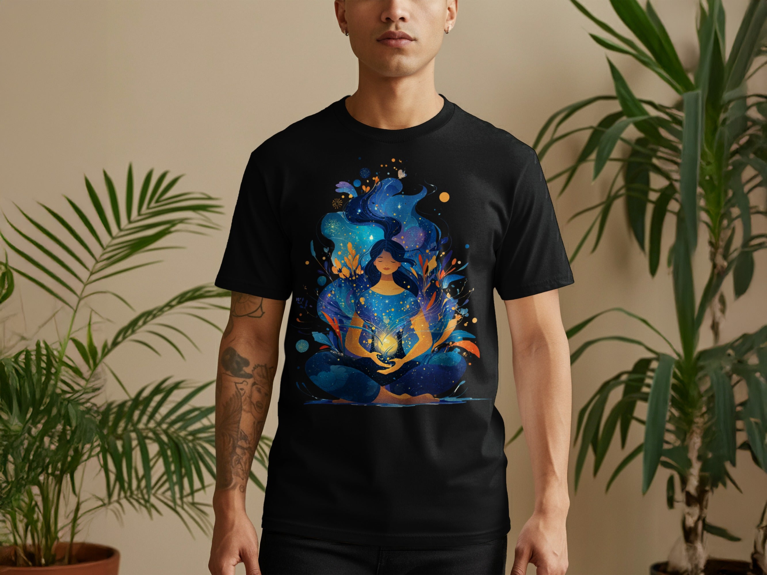 Mystical Meditative Woman with Glowing Orb T-shirt