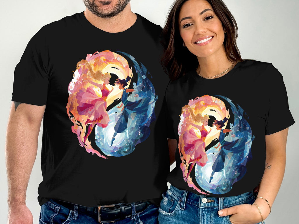 Colorful Artistic Design Printed T-shirt for Couple
