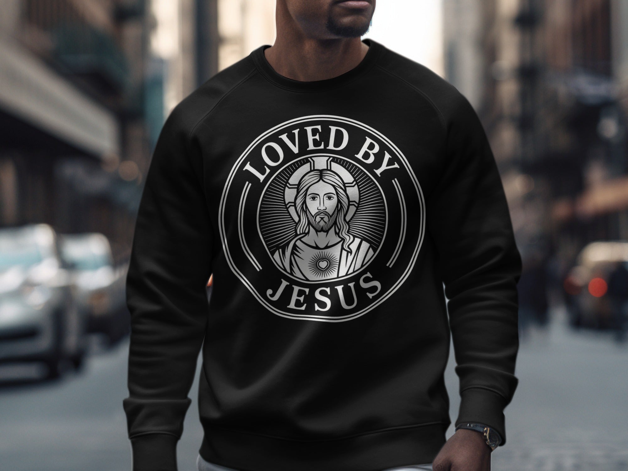 Loved By Jesus Graphic Black Sweatshirt product