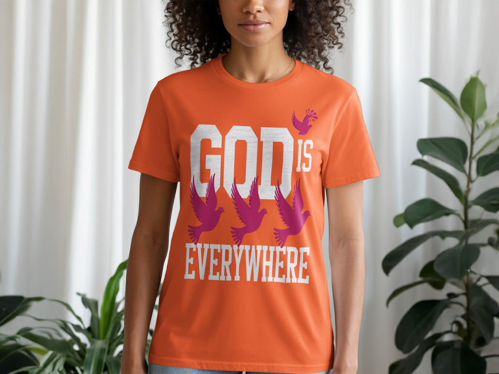 GOD IS EVERYWHERE Orange Graphic T-shirt