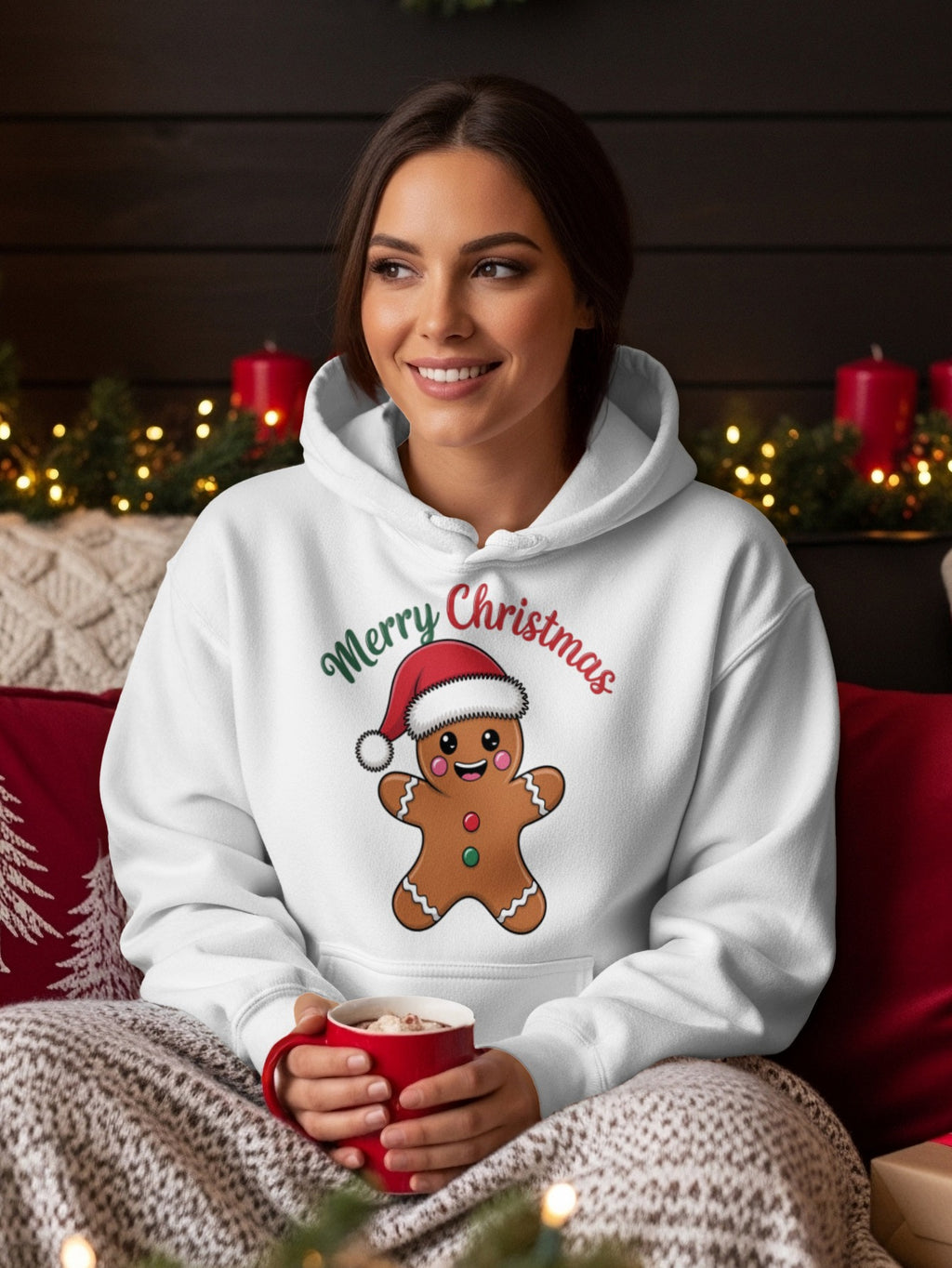 Merry Christmas Gingerbread Man Graphic Hoodie