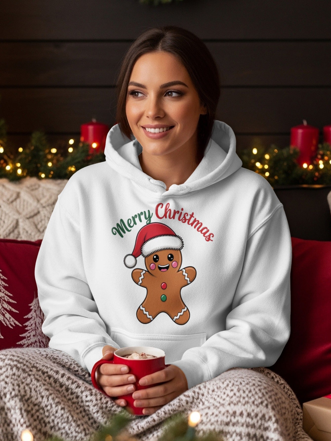Merry Christmas Gingerbread Man Graphic Hoodie