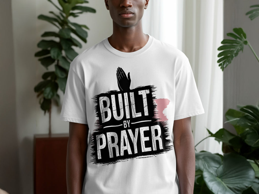 Built By Prayer T-Shirt in Black and White Design