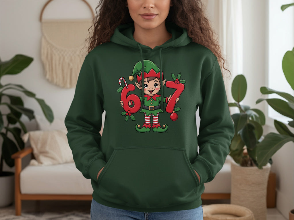Festive Elf 67 Design Holiday Hoodie