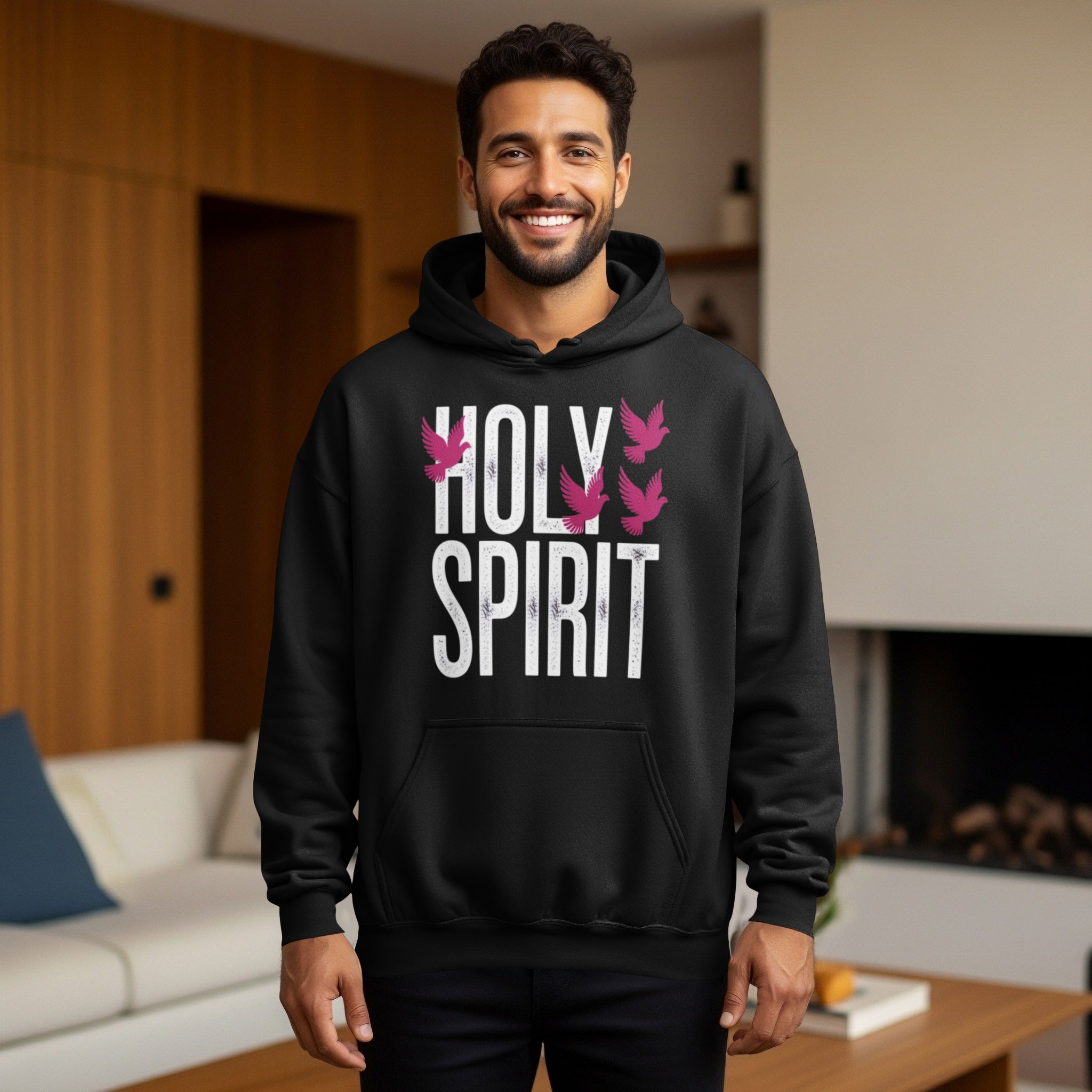 Holy Spirit Hoodie with Pink Dove Design