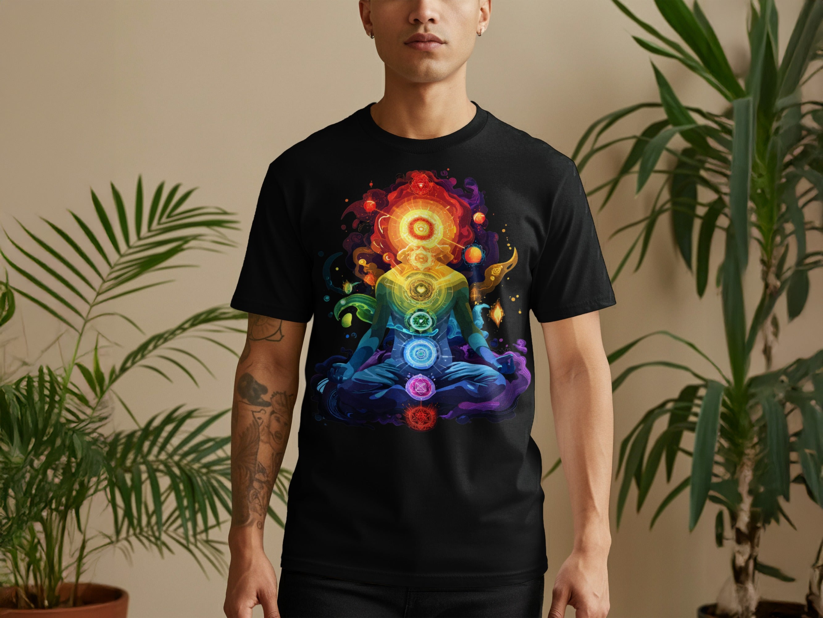 Vibrant Meditative Chakra Artwork Short Sleeve T-Shirt