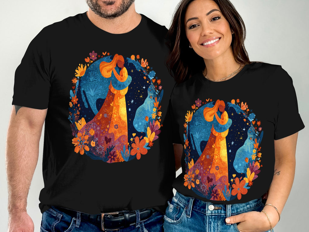Vibrant Celestial Princess Graphic Print Tee