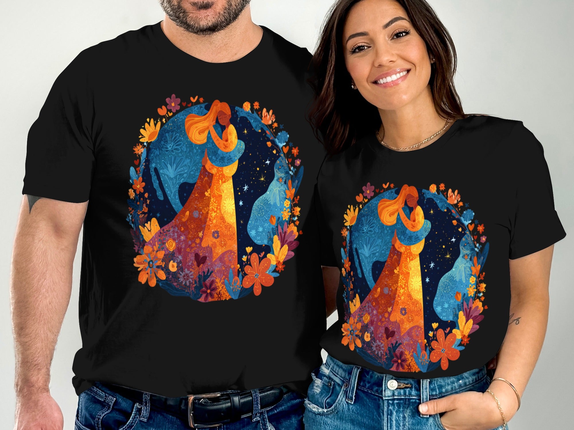 Vibrant Celestial Princess Graphic Print Tee