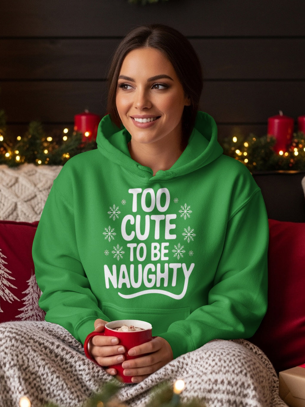 Too Cute To Be Naughty Festive Hoodie Product