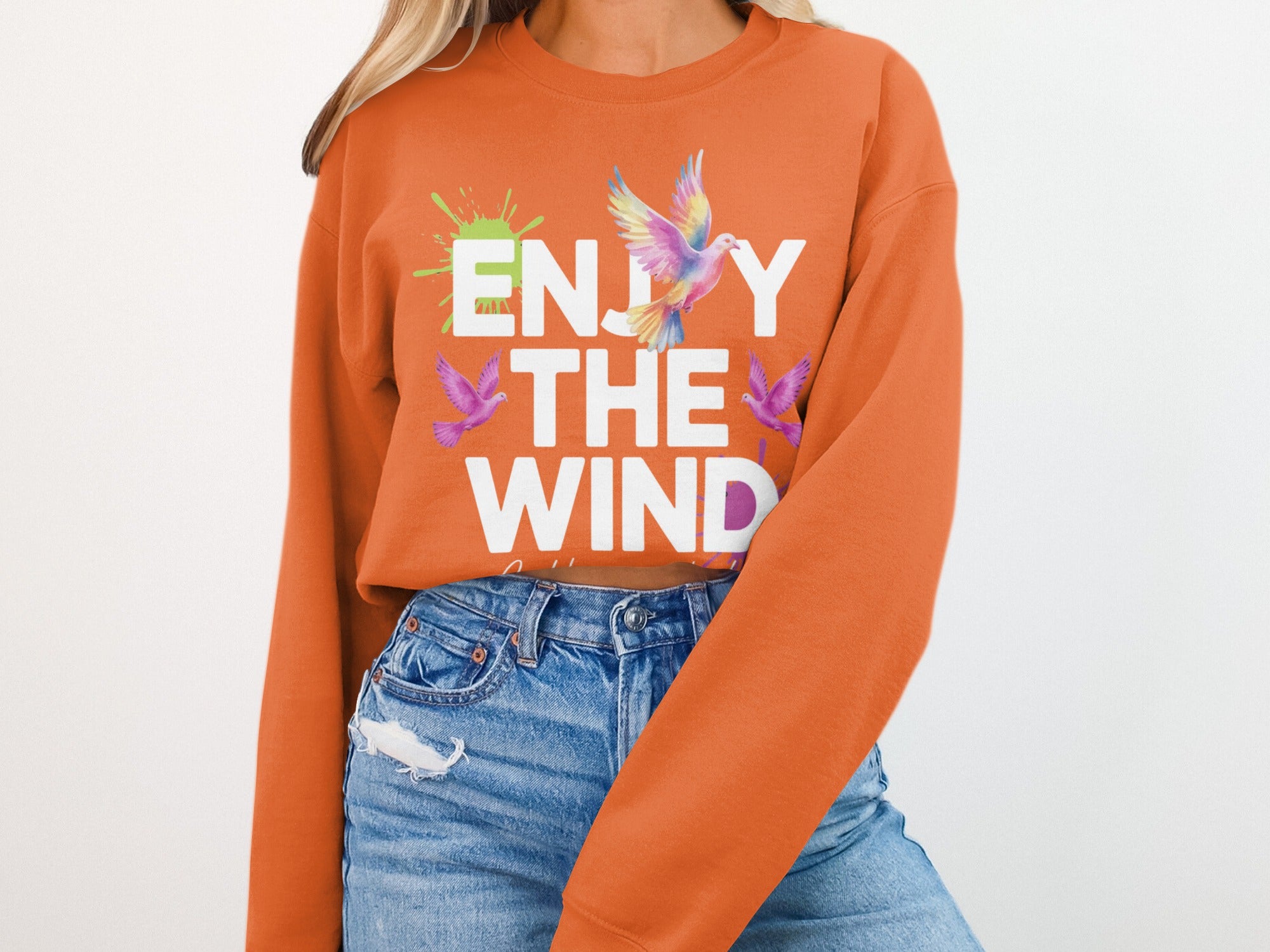 Enjoy the Wind Graphic Sweatshirt Fashionable Apparel