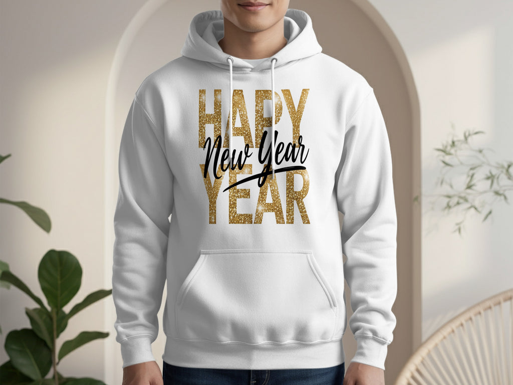 Happy New Year Gold Glitter Text Hoodie Product