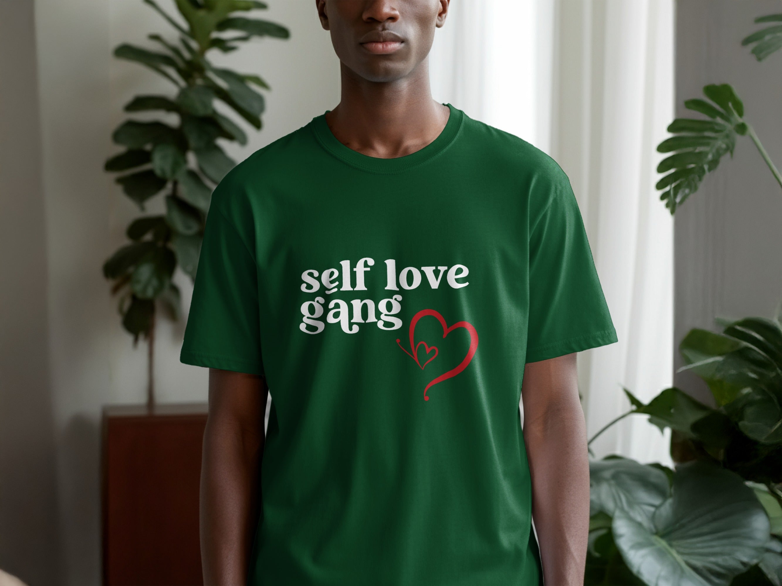 Self Love Gang Heart Design Green T-shirt