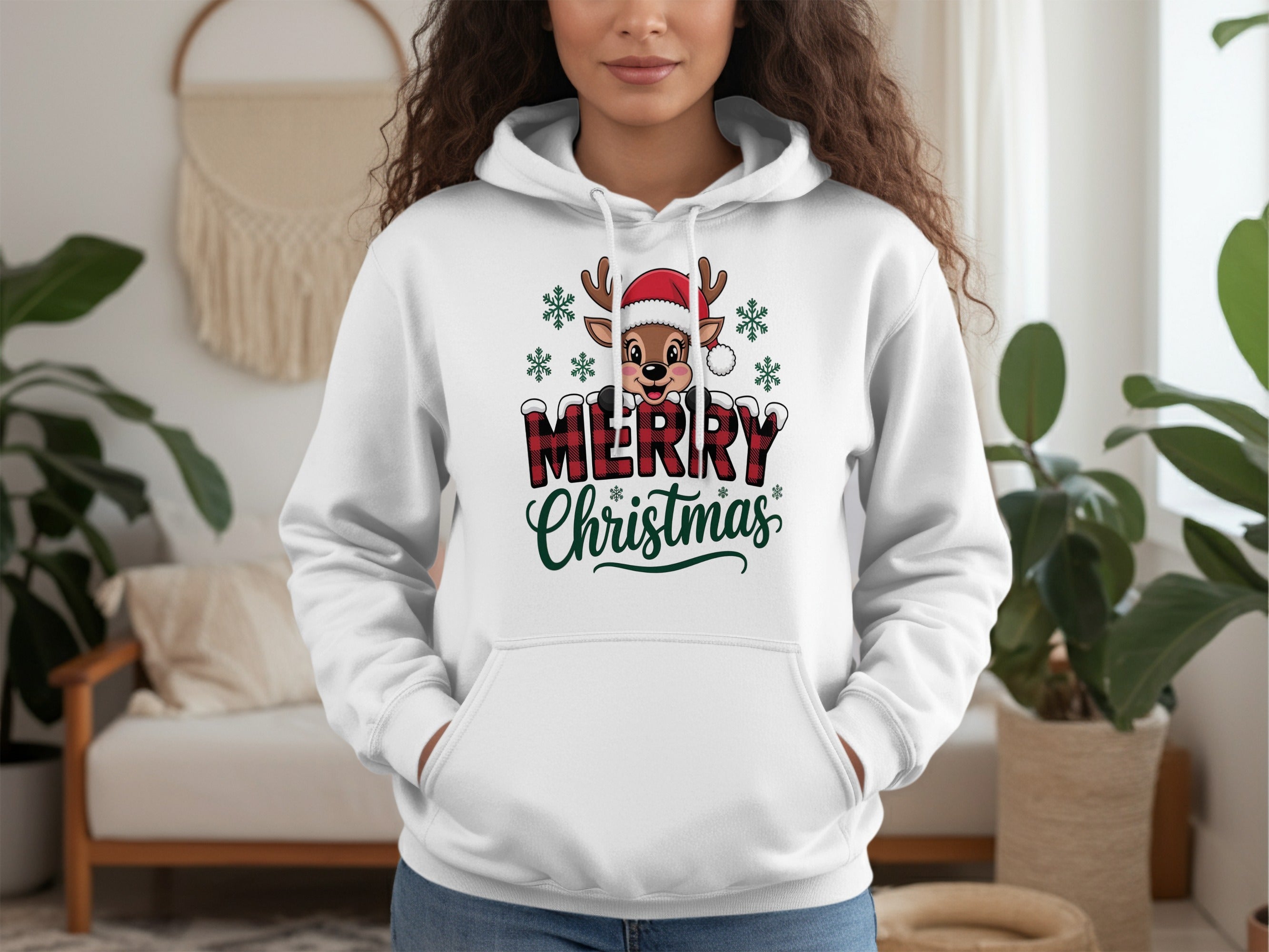 Merry Christmas Reindeer Design Hoodie Product