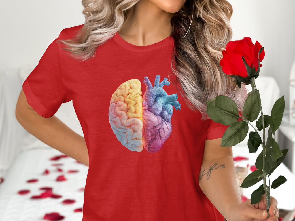 Colorful Brain and Heart Graphic Unisex T-shirt