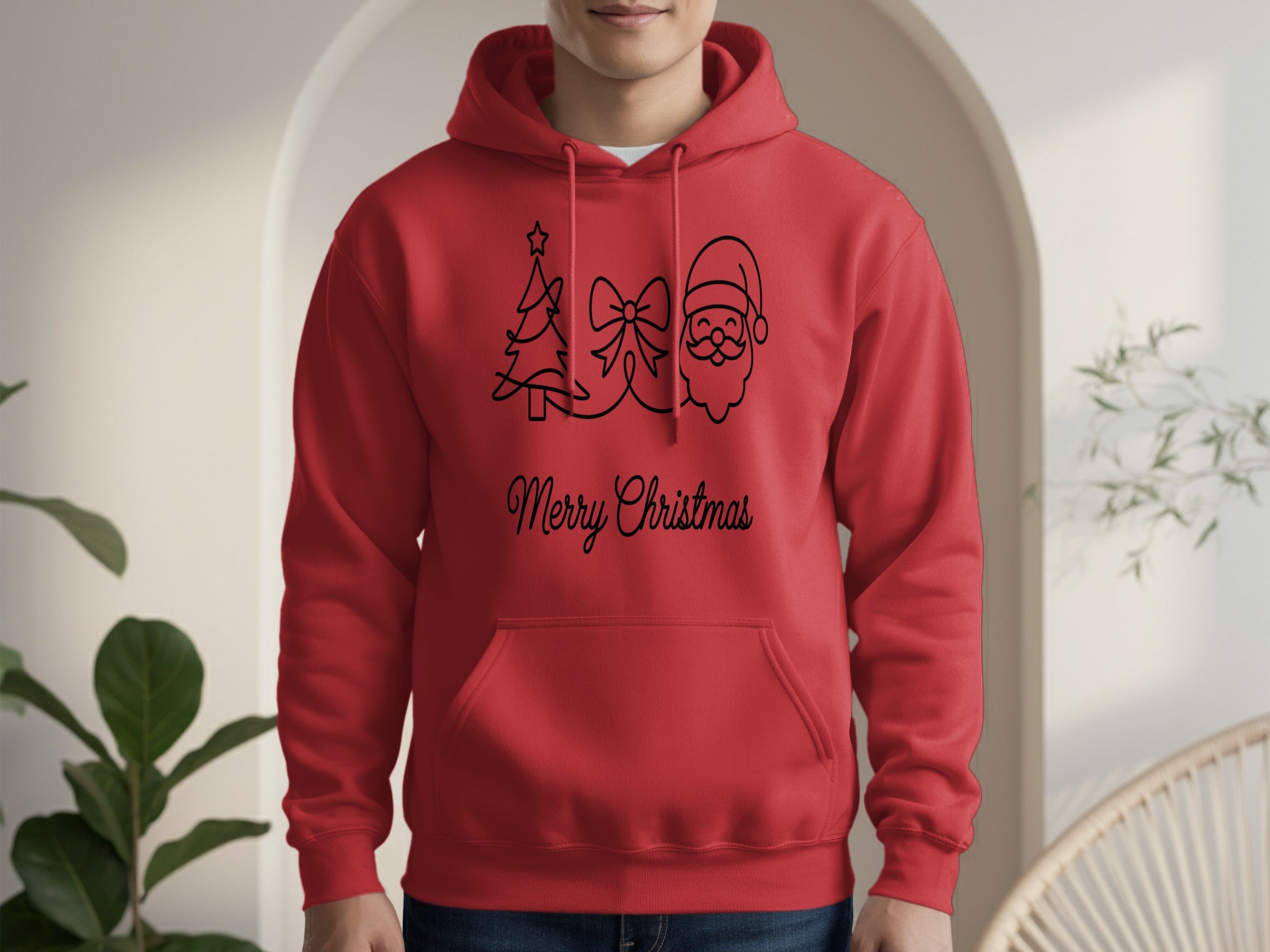 Festive Merry Christmas Hoodie with Holiday Icons