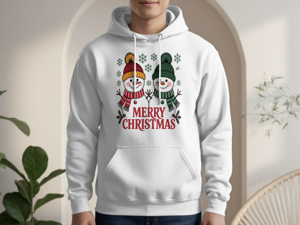 Merry Christmas Snowmen Hoodie with Cute Winter Design
