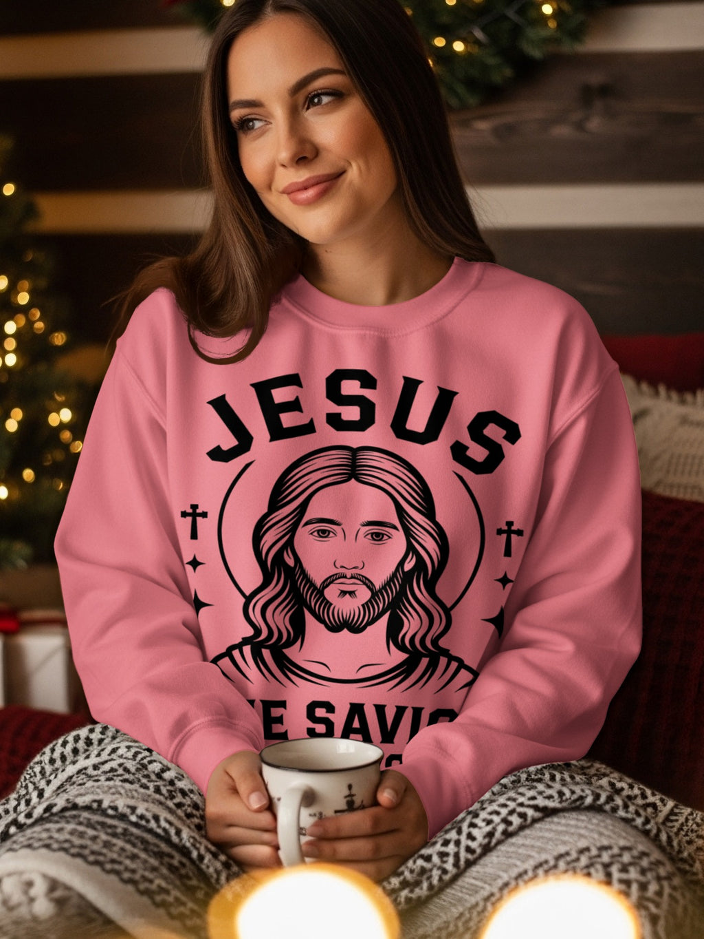 Jesus He Saves Pink Sweatshirt Apparel