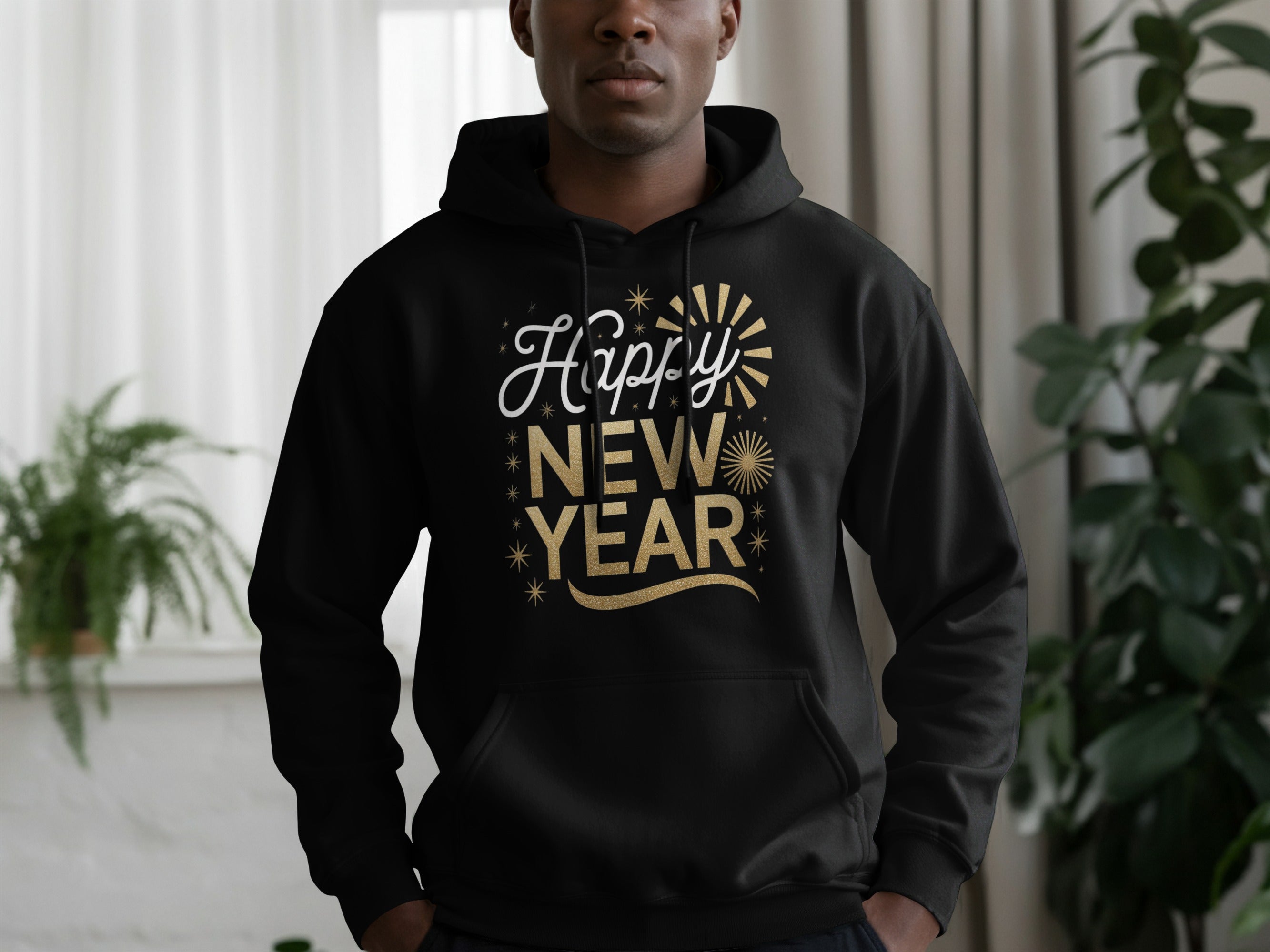 Black Happy New Year Festive Hoodie Product