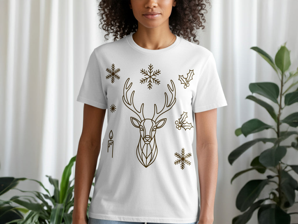 Christmas Deer Design Holiday T-Shirt