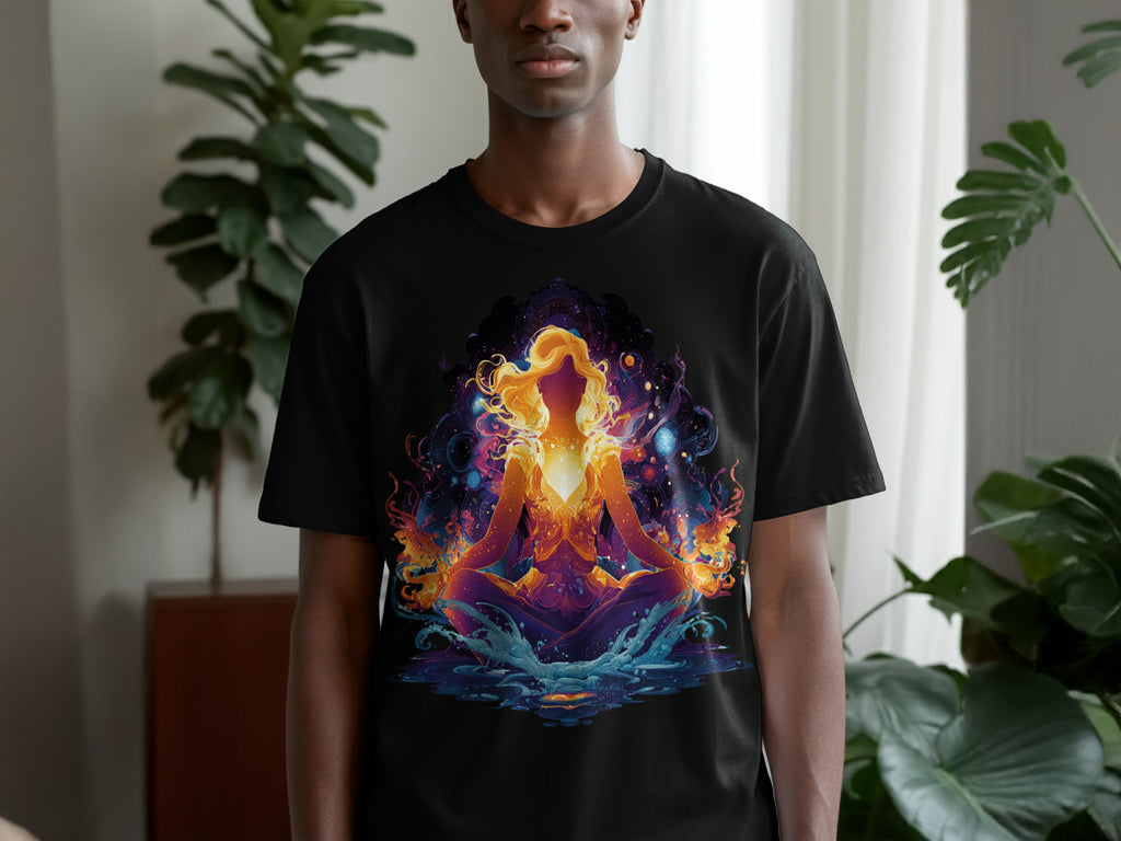 Mystical Meditation Design Graphic Black T-shirt