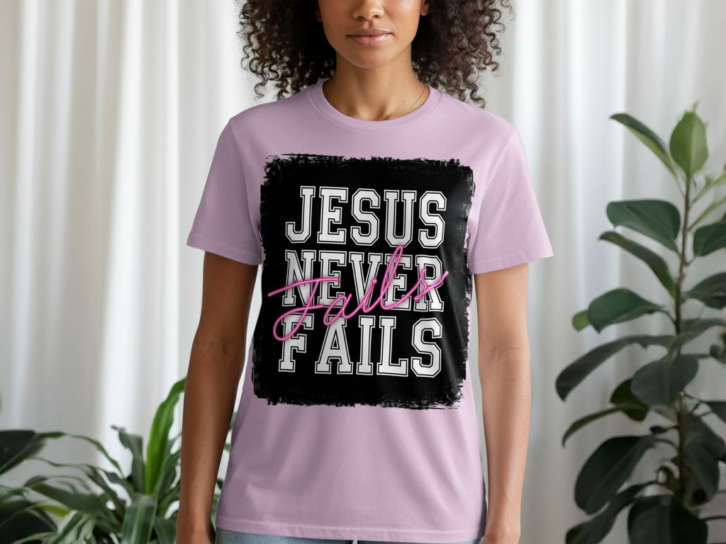 Jesus Never Fails Graphic T-Shirt for Casual Wear