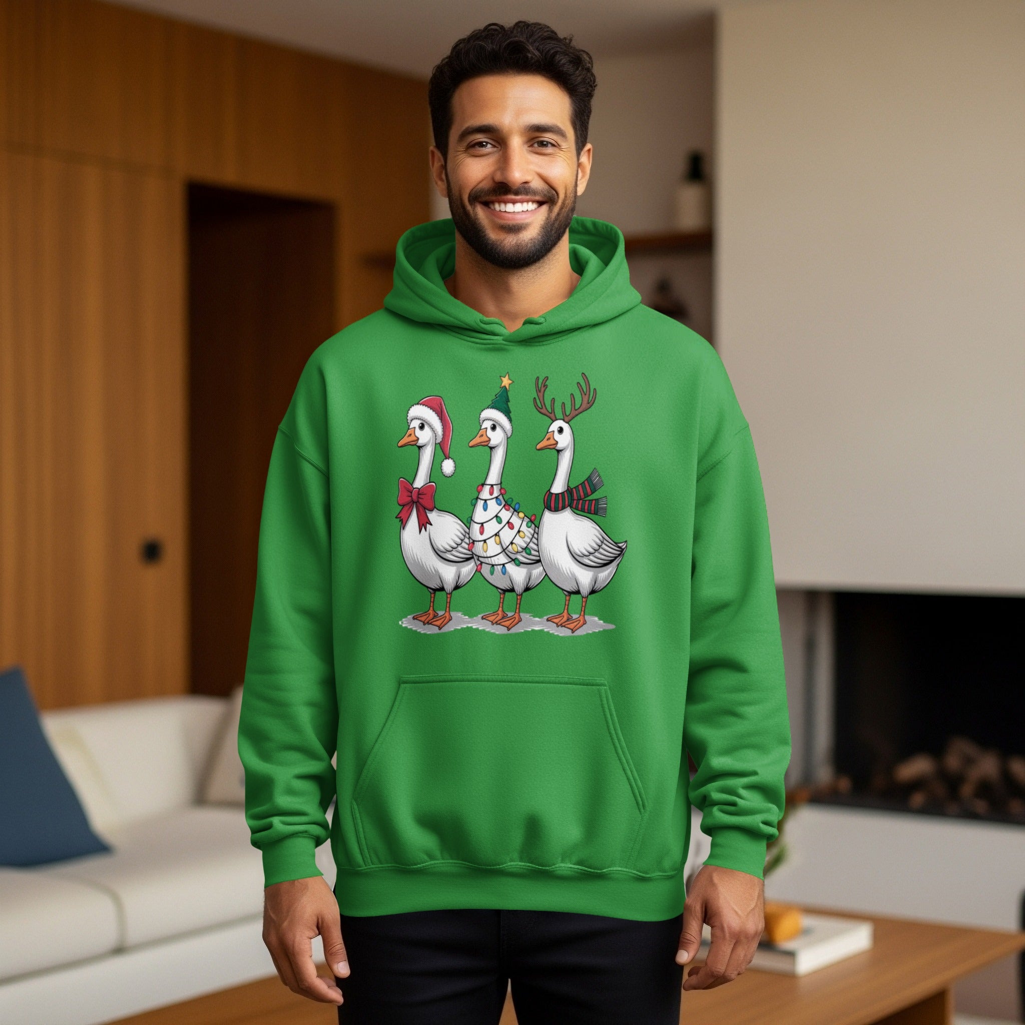 Festive Geese Christmas Sweatshirt with Fun Holiday Design