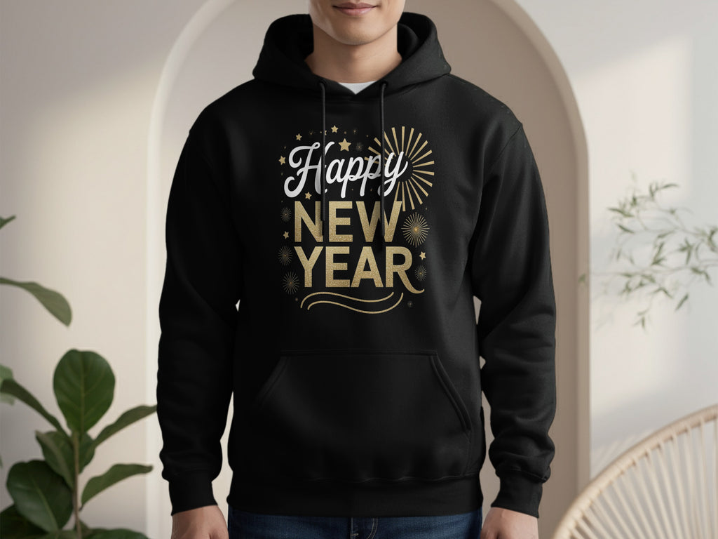 Happy New Year Hoodie Festive Graphic Pullover