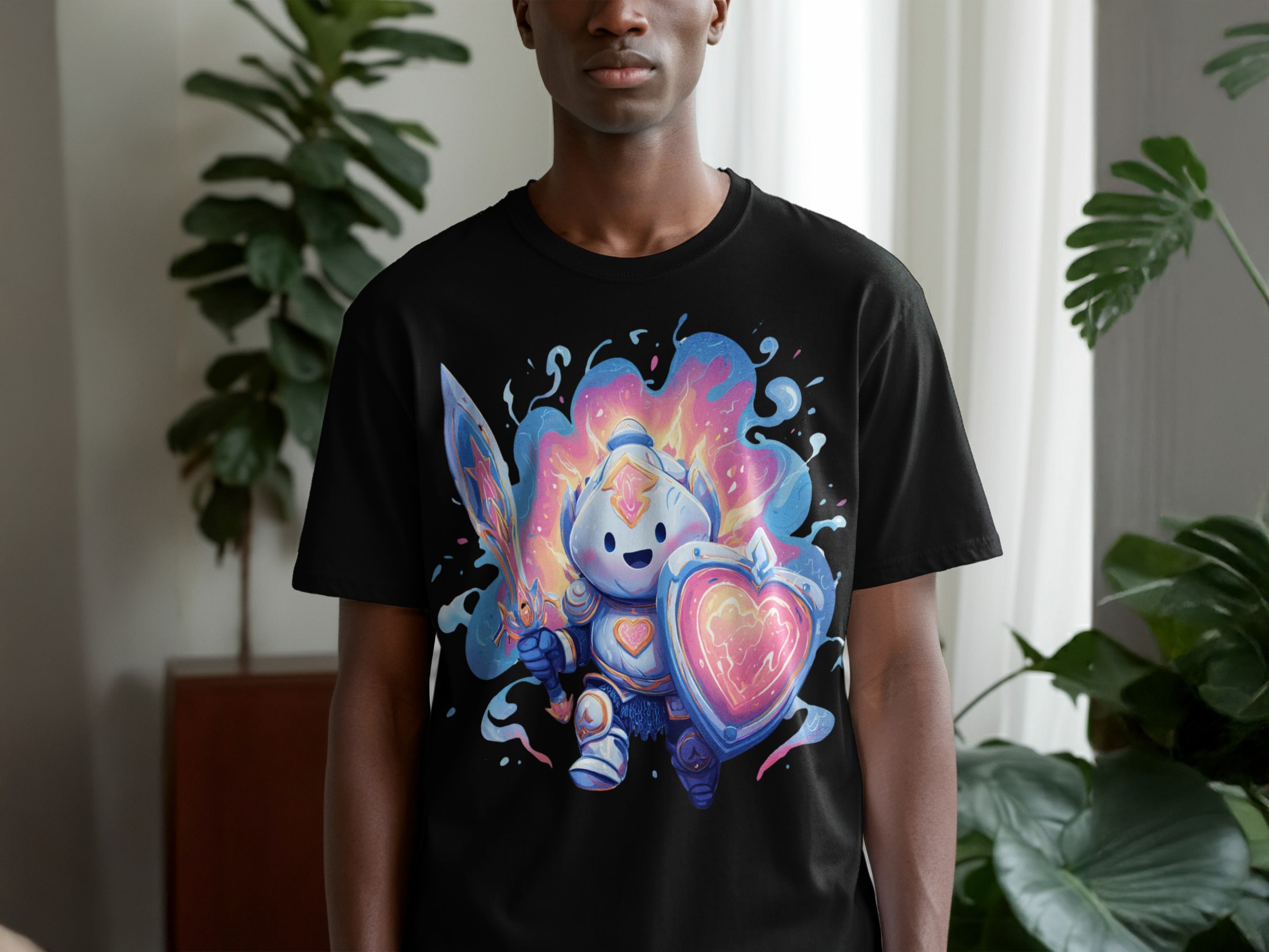Vibrant Fantasy Warrior Print Teeshirt for Unique Style