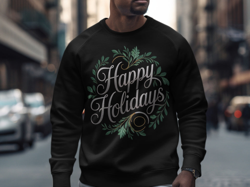 Festive Happy Holidays Design on Black Sweater product