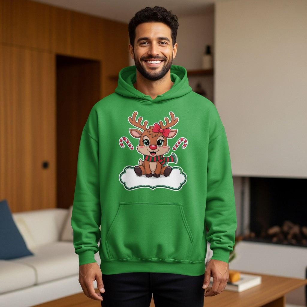 Festive Reindeer Hoodie with Peppermint Candy Canes