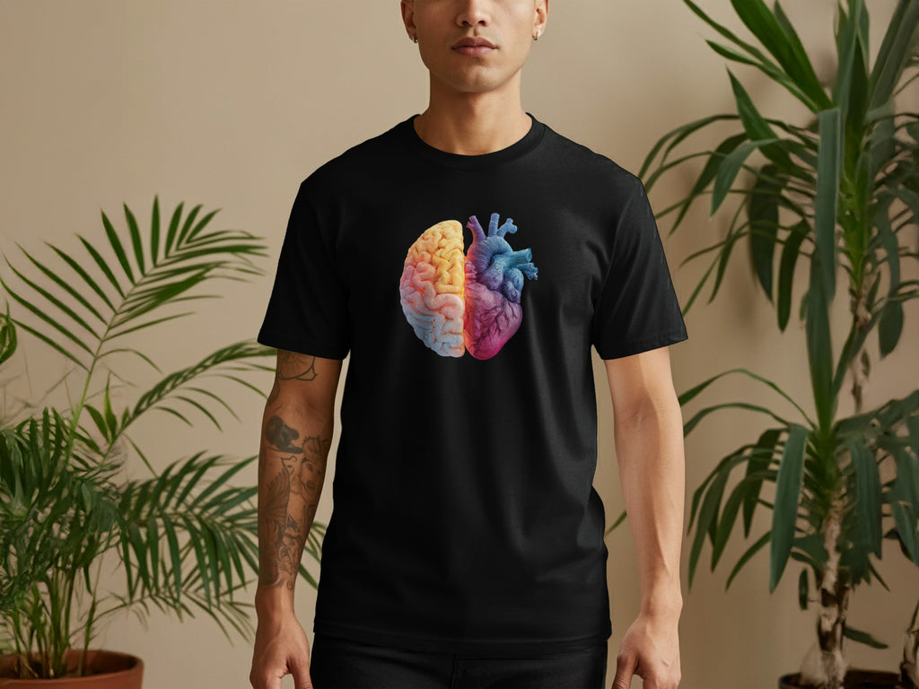 Brain and Heart Colorful Design Men's Shirt