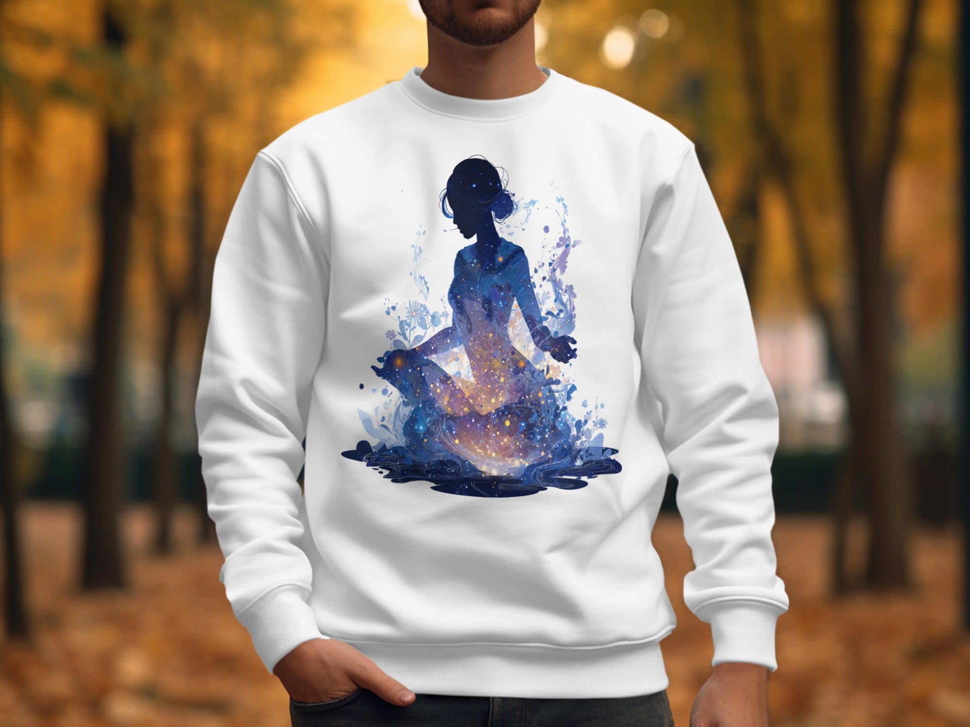 Meditative Silhouette Cosmic Art Sweatshirt
