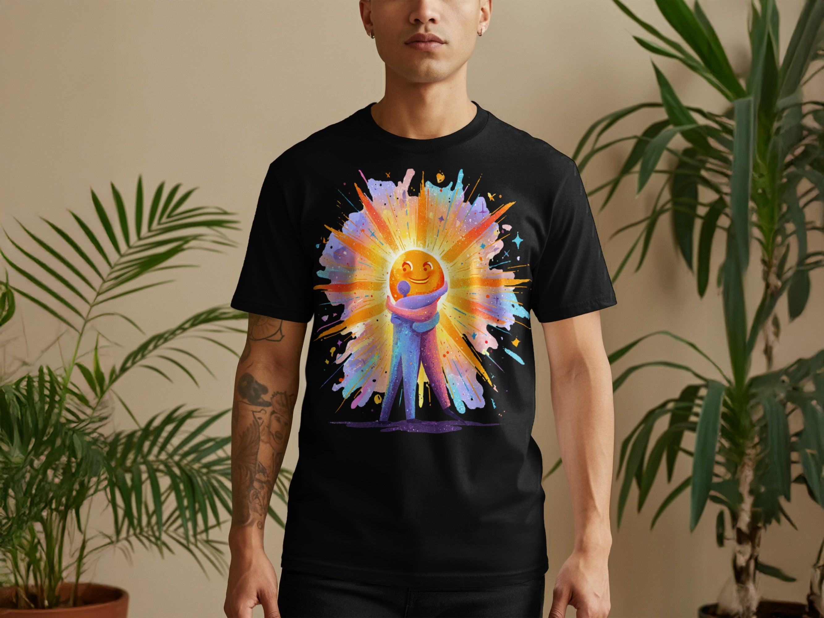 Vibrant Splash of Color with Smiling Emoji T-Shirt