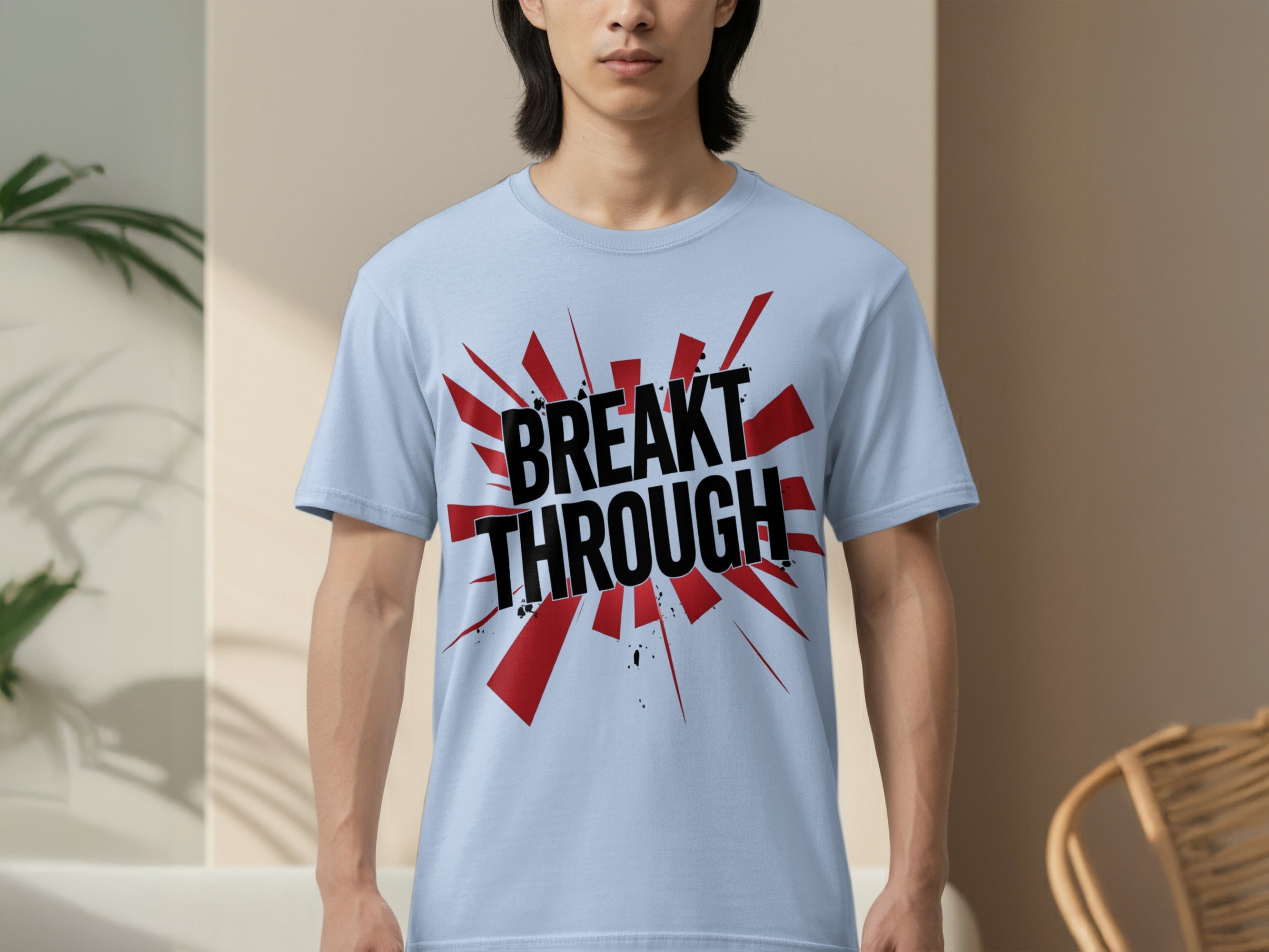 Breakthrough Bold Red Graphic Design T-shirt