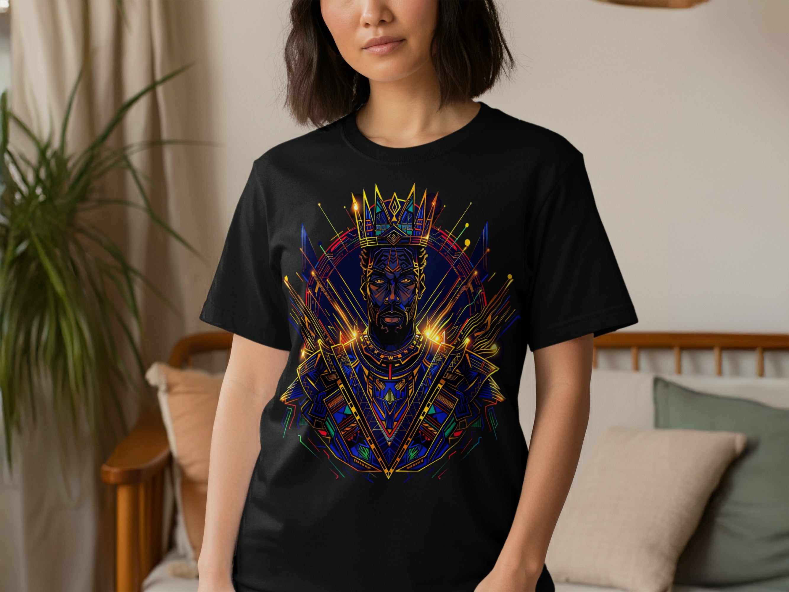 Vibrant Artistic T-Shirt Featuring Intricate Geometric Design