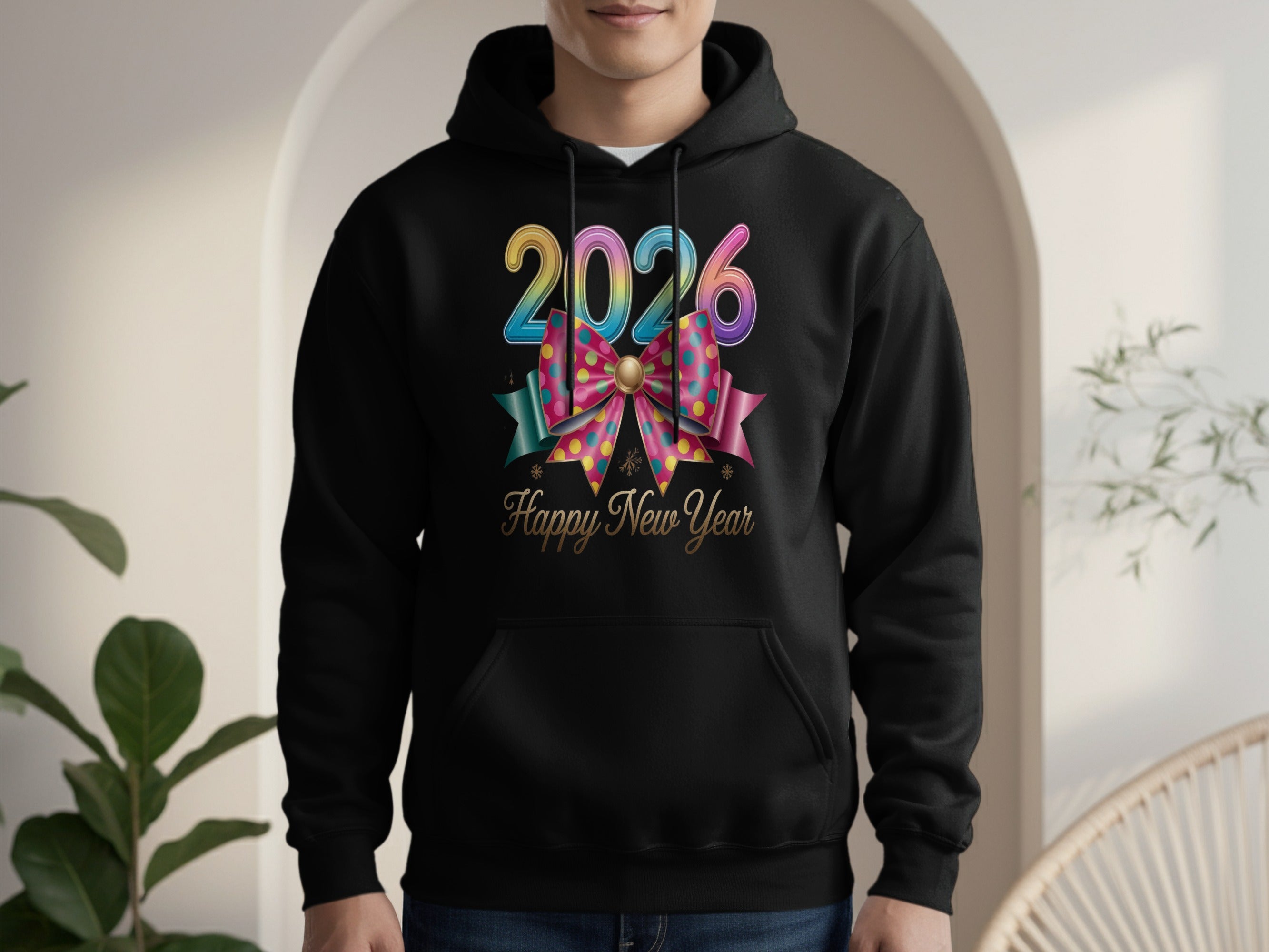 2026 Colorful Happy New Year Hoodie Fashion Apparel
